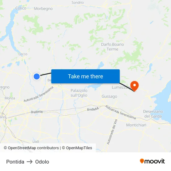 Pontida to Odolo map