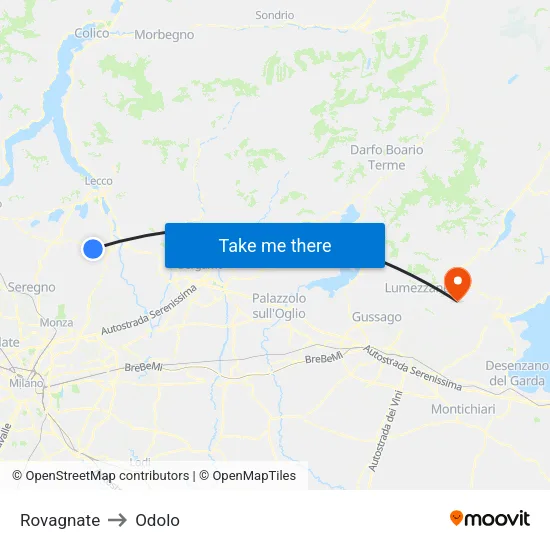 Rovagnate to Odolo map