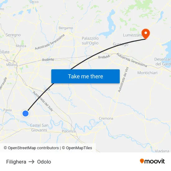Filighera to Odolo map