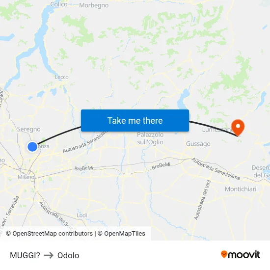 Muggiò to Odolo map
