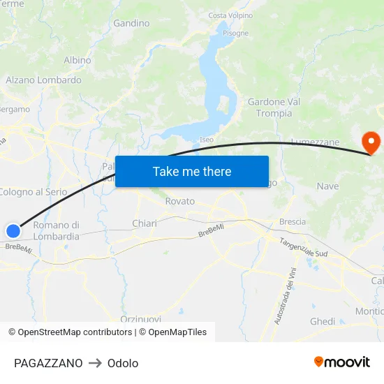 PAGAZZANO to Odolo map