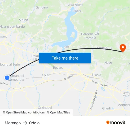 Morengo to Odolo map
