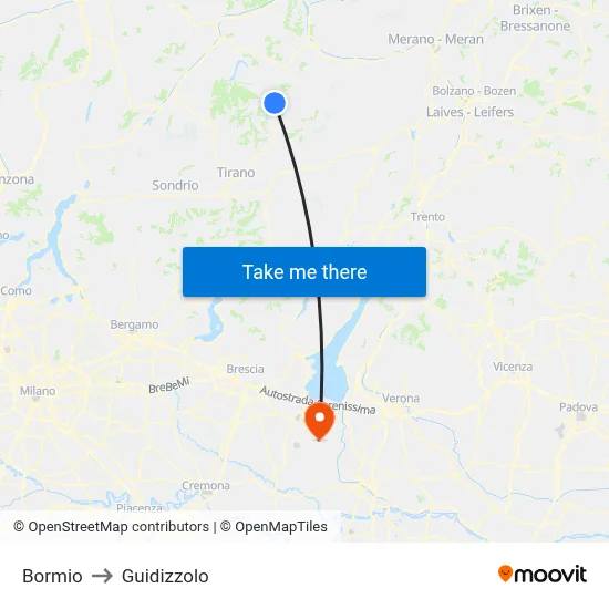 Bormio to Guidizzolo map