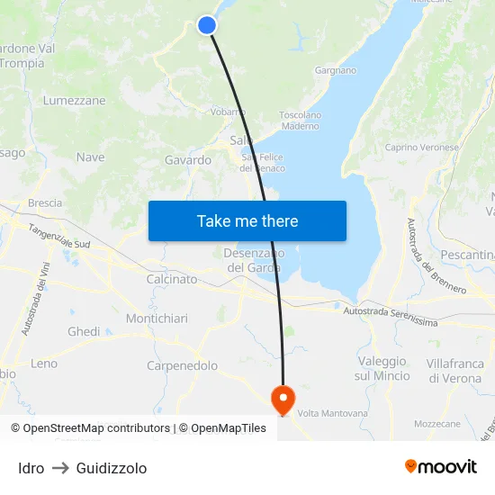 Idro to Guidizzolo map