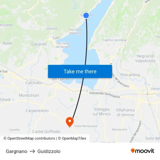 Gargnano to Guidizzolo map