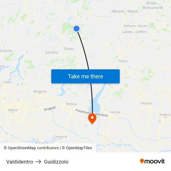 Valdidentro to Guidizzolo map