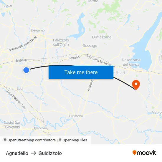 Agnadello to Guidizzolo map
