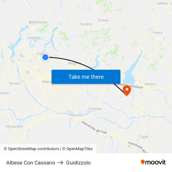 Albese Con Cassano to Guidizzolo map