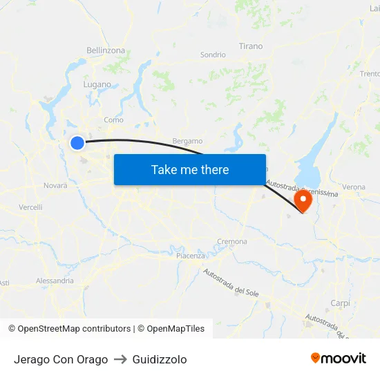 Jerago con Orago to Guidizzolo map