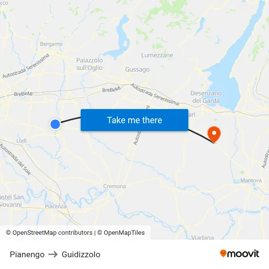Pianengo to Guidizzolo map