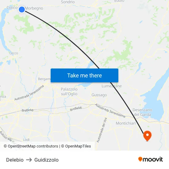 Delebio to Guidizzolo map