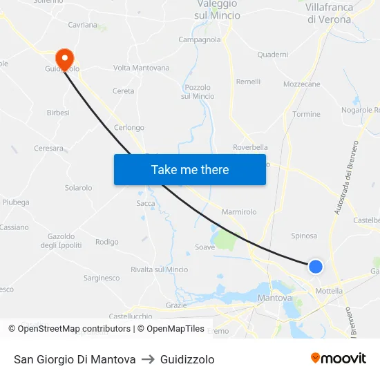 San Giorgio Di Mantova to Guidizzolo map
