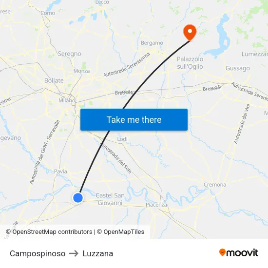 Campospinoso to Luzzana map