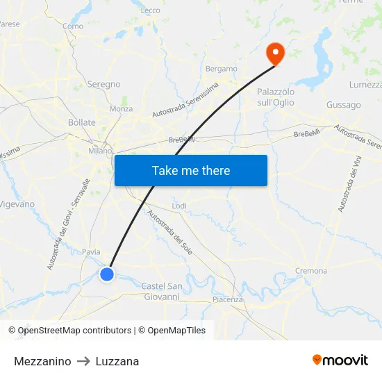 Mezzanino to Luzzana map
