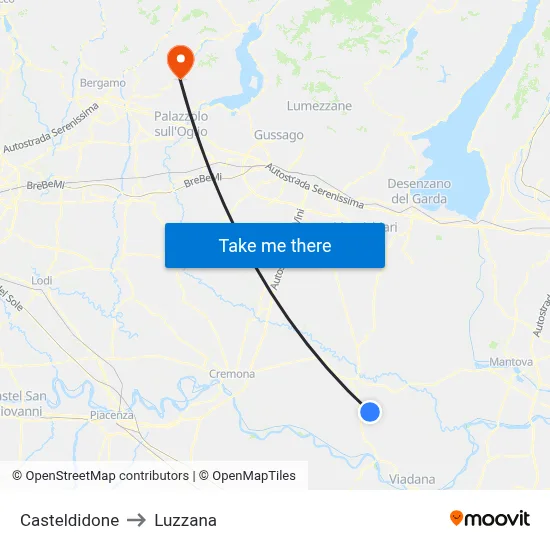Casteldidone to Luzzana map