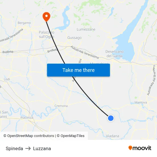 Spineda to Luzzana map