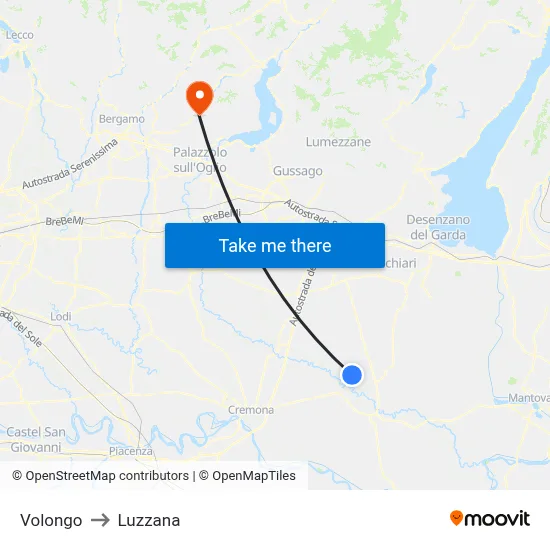 Volongo to Luzzana map