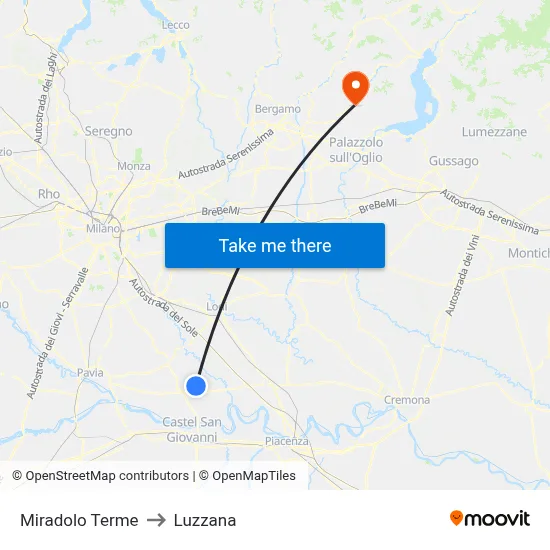Miradolo Terme to Luzzana map