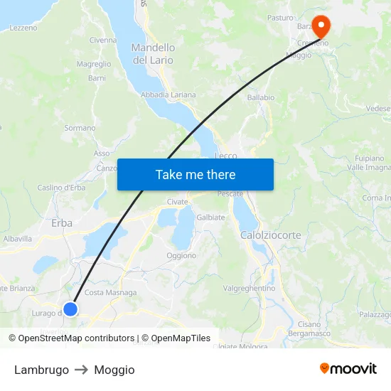 Lambrugo to Moggio map