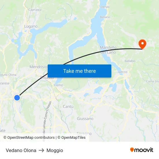 Vedano Olona to Moggio map