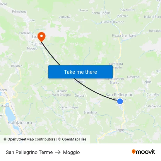San Pellegrino Terme to Moggio map