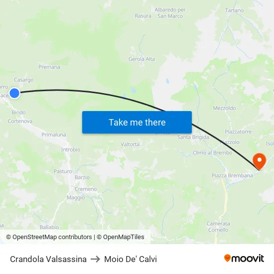 Crandola Valsassina to Moio De' Calvi map