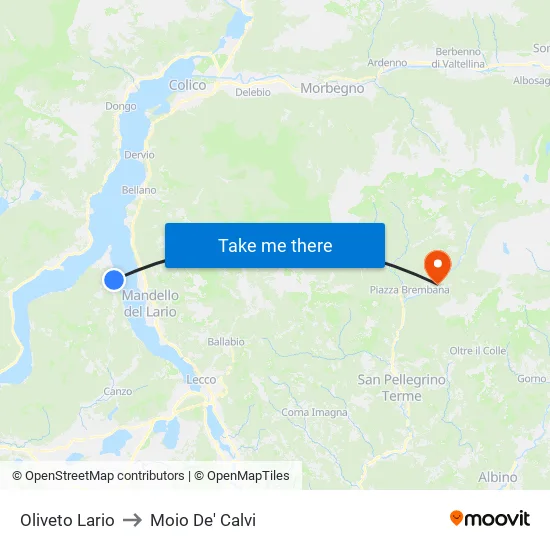 Oliveto Lario to Moio De' Calvi map