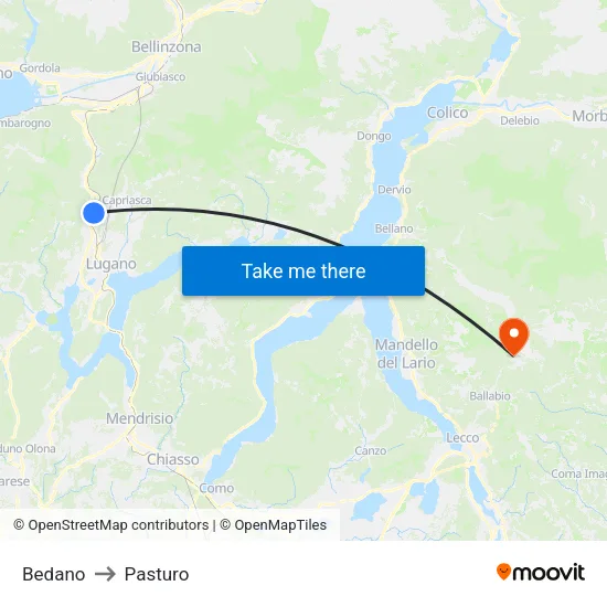 Bedano to Pasturo map
