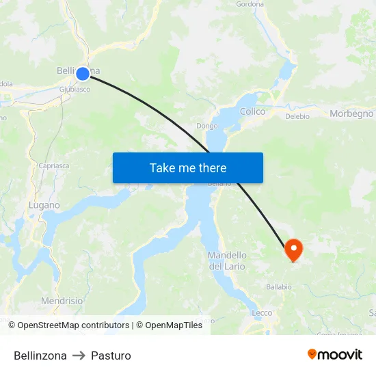 Bellinzona to Pasturo map