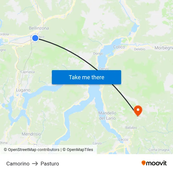 Camorino to Pasturo map
