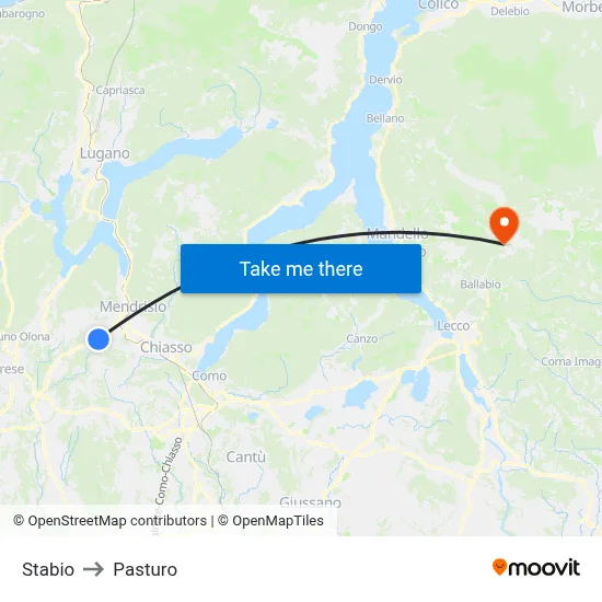 Stabio to Pasturo map