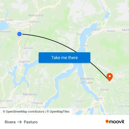 Rivera to Pasturo map