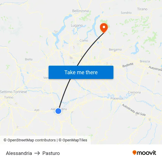 Alessandria to Pasturo map