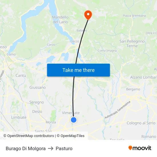Burago Di Molgora to Pasturo map