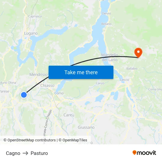 Cagno to Pasturo map