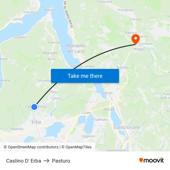 Caslino d'Erba to Pasturo map