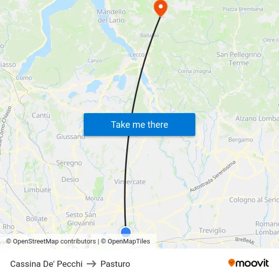 Cassina De' Pecchi to Pasturo map