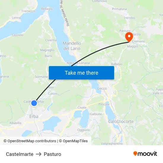 Castelmarte to Pasturo map