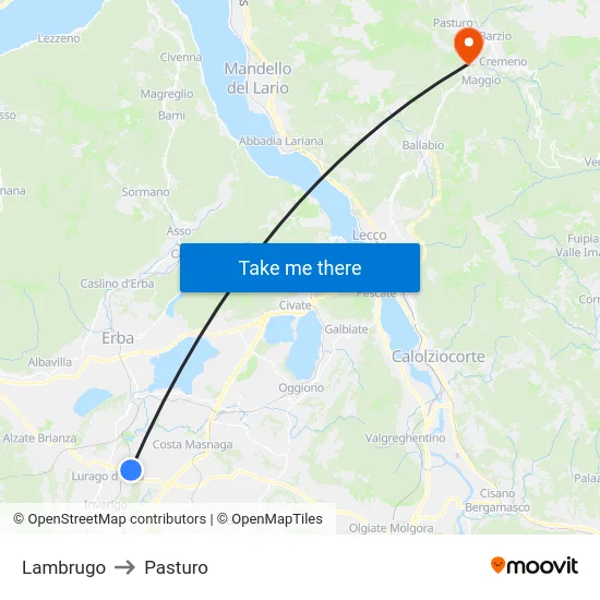 Lambrugo to Pasturo map