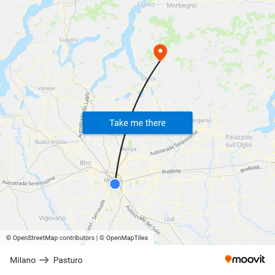 Milan to Pasturo map