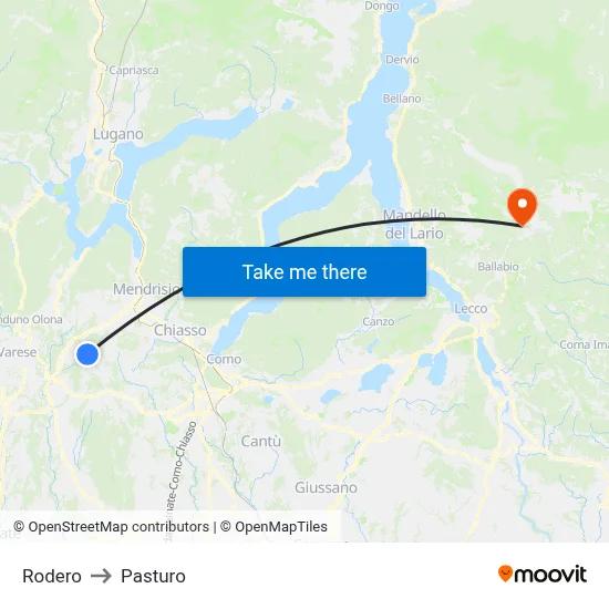 Rodero to Pasturo map