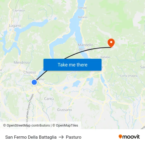 San Fermo Della Battaglia to Pasturo map