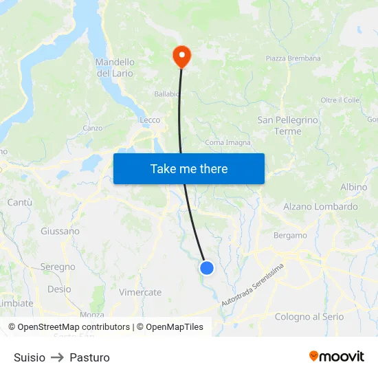 Suisio to Pasturo map