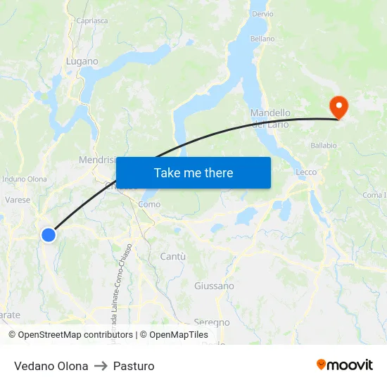Vedano Olona to Pasturo map