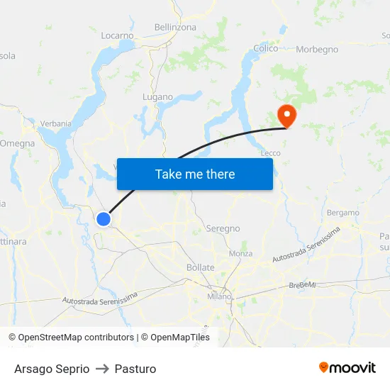 Arsago Seprio to Pasturo map