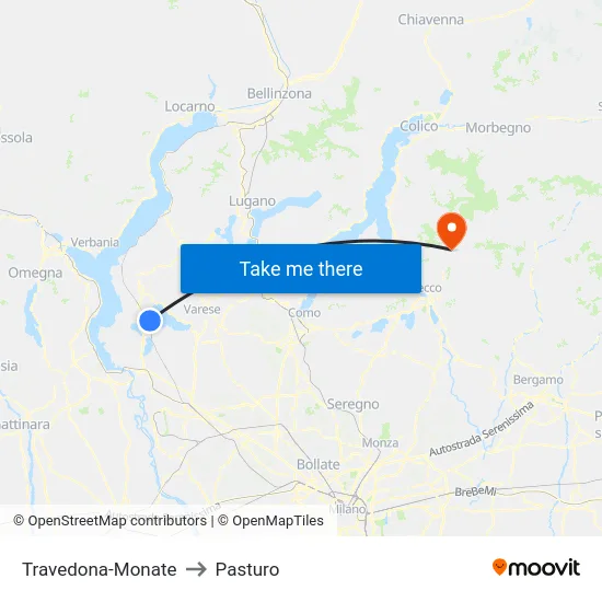 Travedona-Monate to Pasturo map