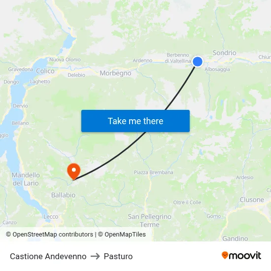 Castione Andevenno to Pasturo map