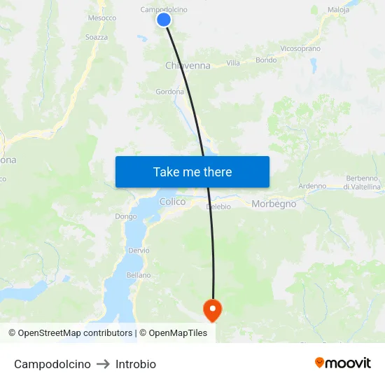 Campodolcino to Introbio map