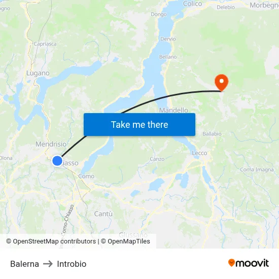 Balerna to Introbio map