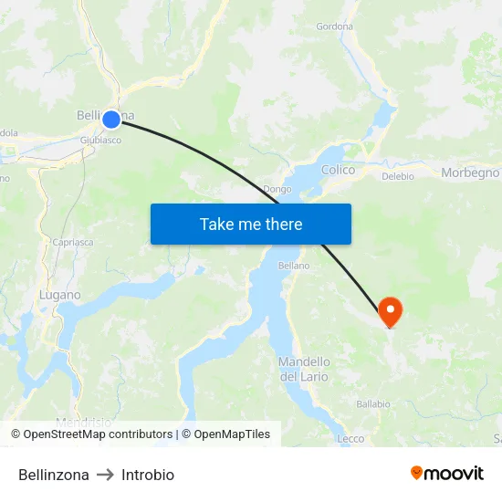 Bellinzona to Introbio map